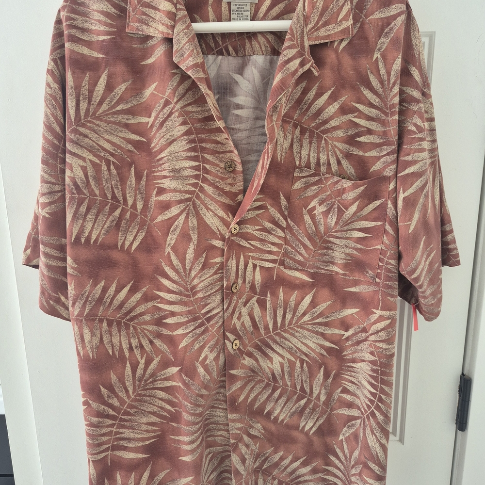 Men's Leaf Pattern Casual Shirt - Brown